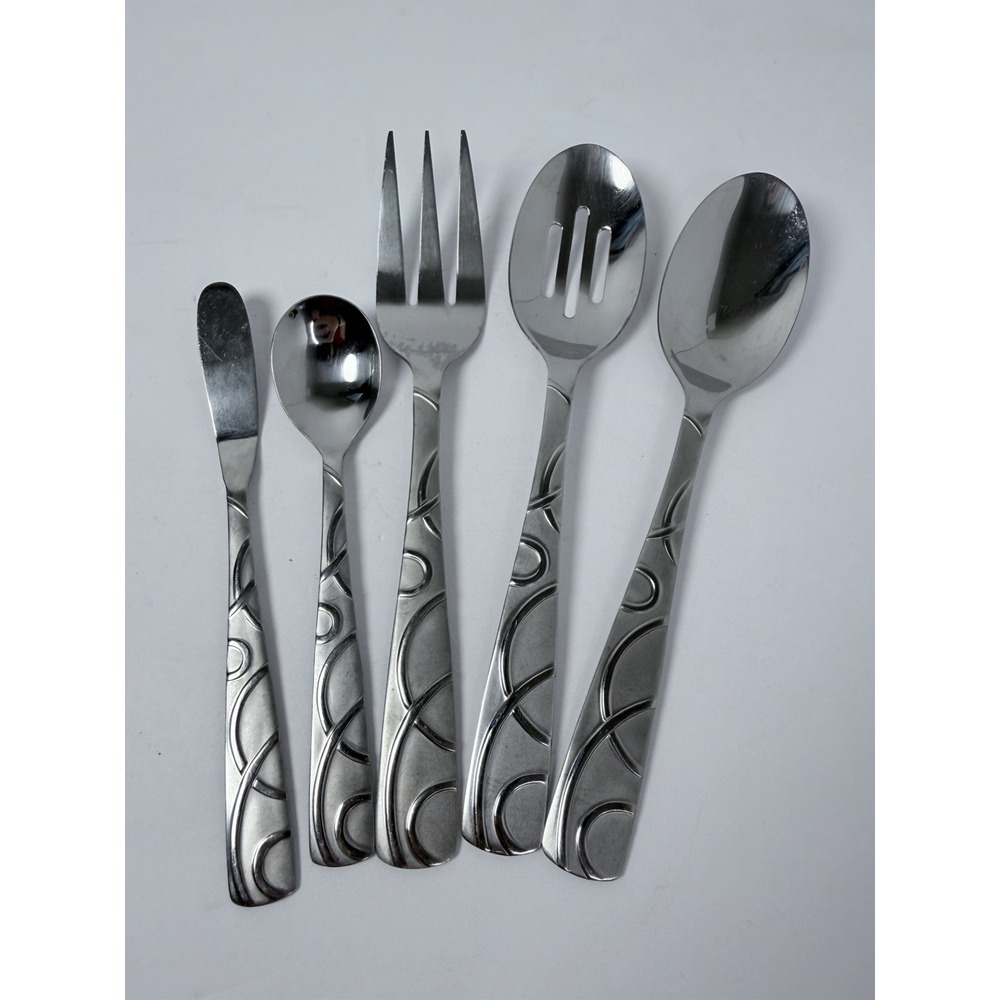 Cambridge‎ Conquest Stainless Steel Serving Hostess Set 5 Spoons Meat Fork Knife